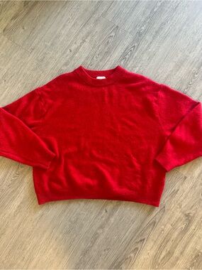 H&M Red Crewneck Sweater Women's Knit Pullover | Oversize Sweater